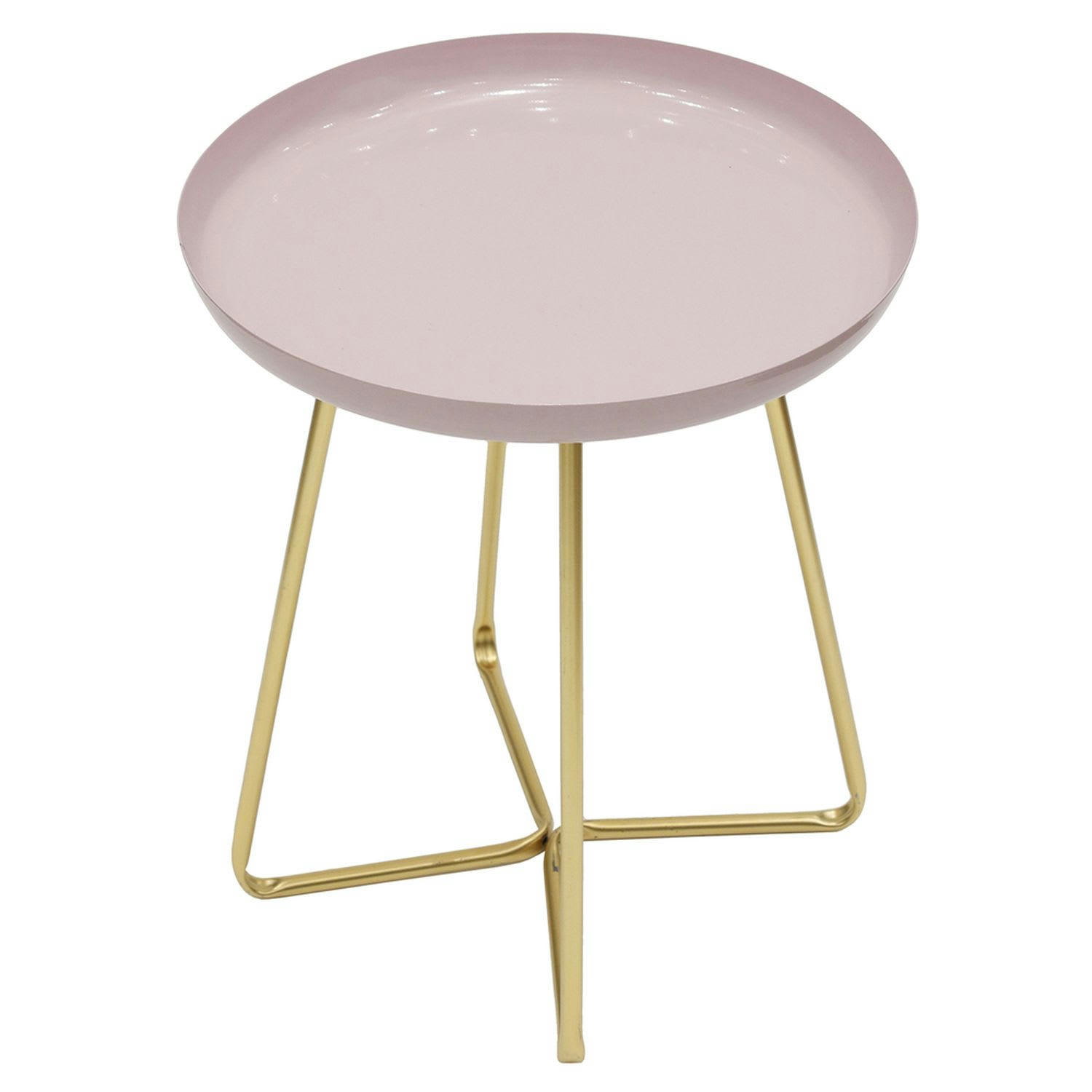 GLOSSY - Table d'appoint en métal design rose