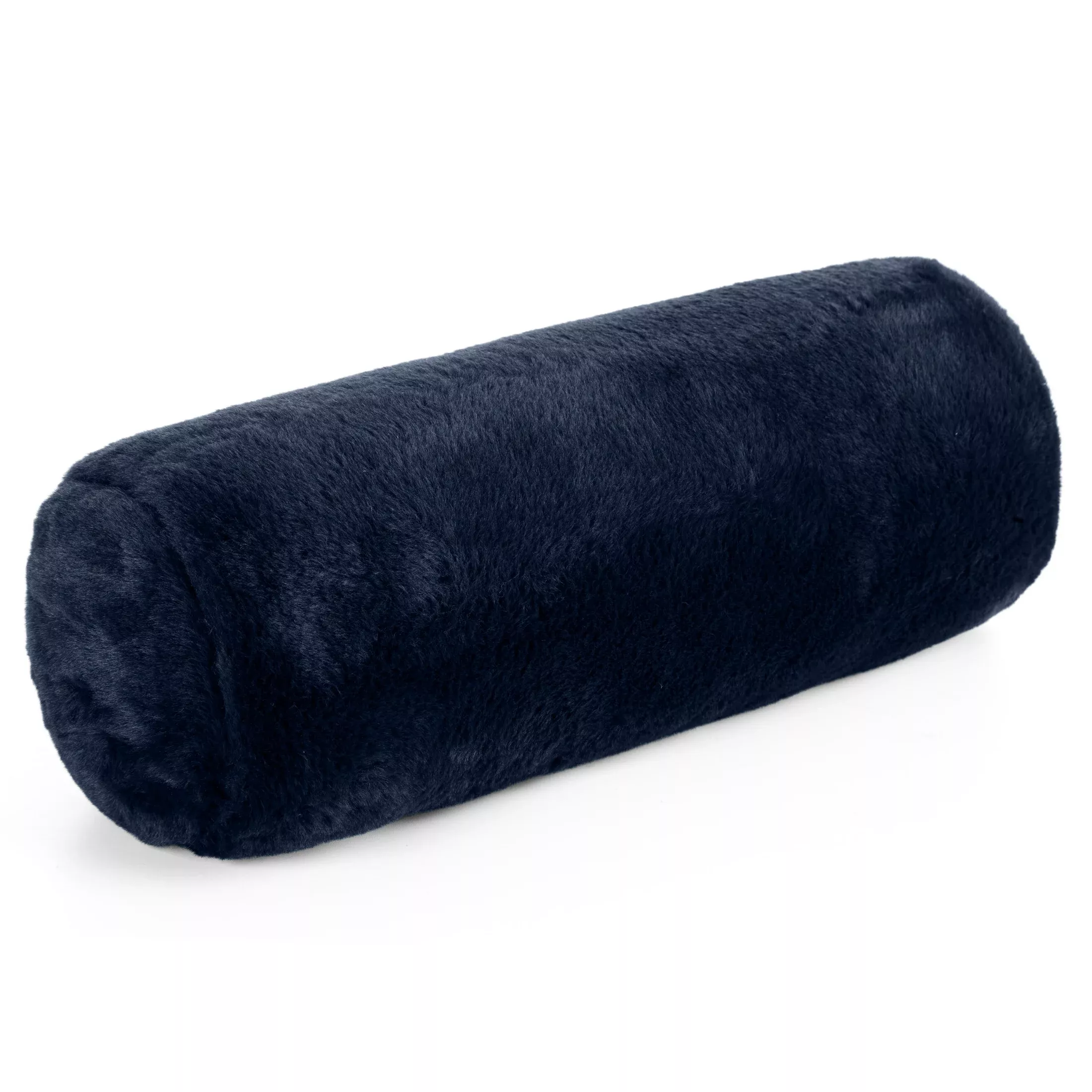 Poduszka wałek 15x45 cm granatowa z miękkiej futrzanej tkaninyNINA