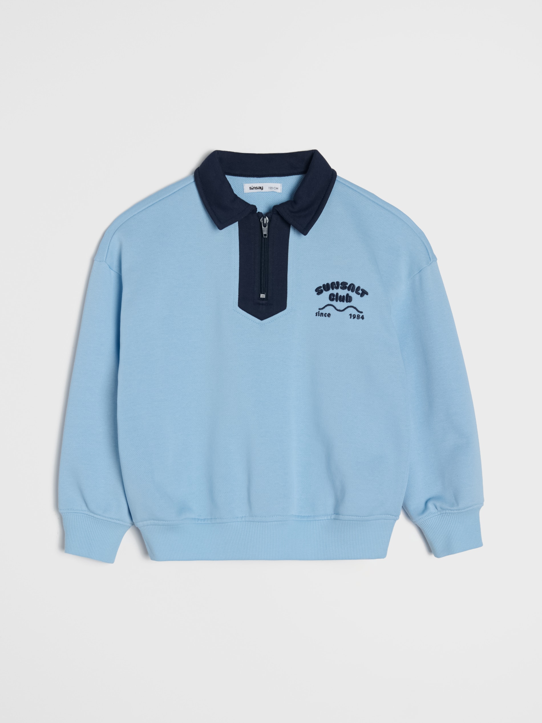 Bluza polo z haftem i zamkiem z dzianiny french terry