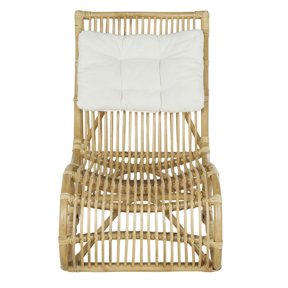 Khalil - Fauteuil de jardin en rotin et coussin écru