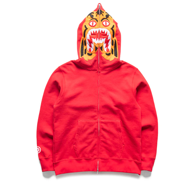 A Bathing Ape Tiger Full Zip Hoodie - Red