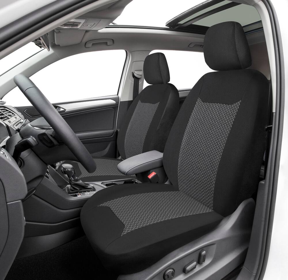 AutoTrends Track Car Seat Cover, Black & Grey, 2-pk