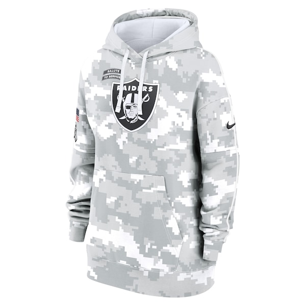 Las Vegas Raiders Nike Women's 2024 Salute To Service Club Fleece Pullover Hoodie - Arctic Camo
