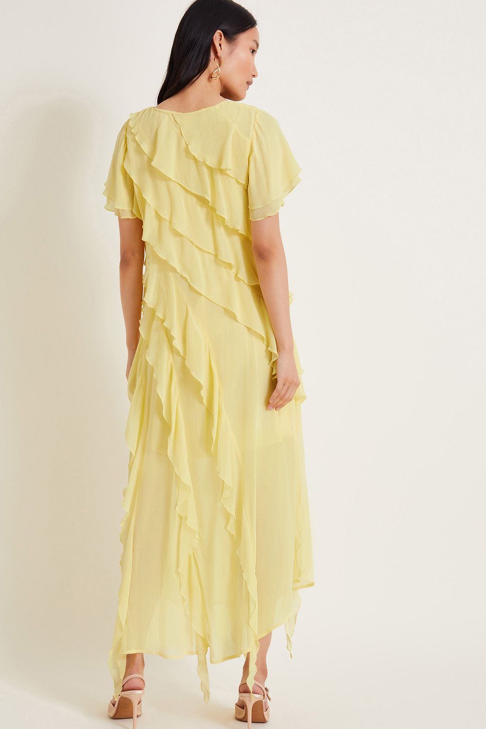 Monsoon Renata Ruffle Maxi Dress Yellow