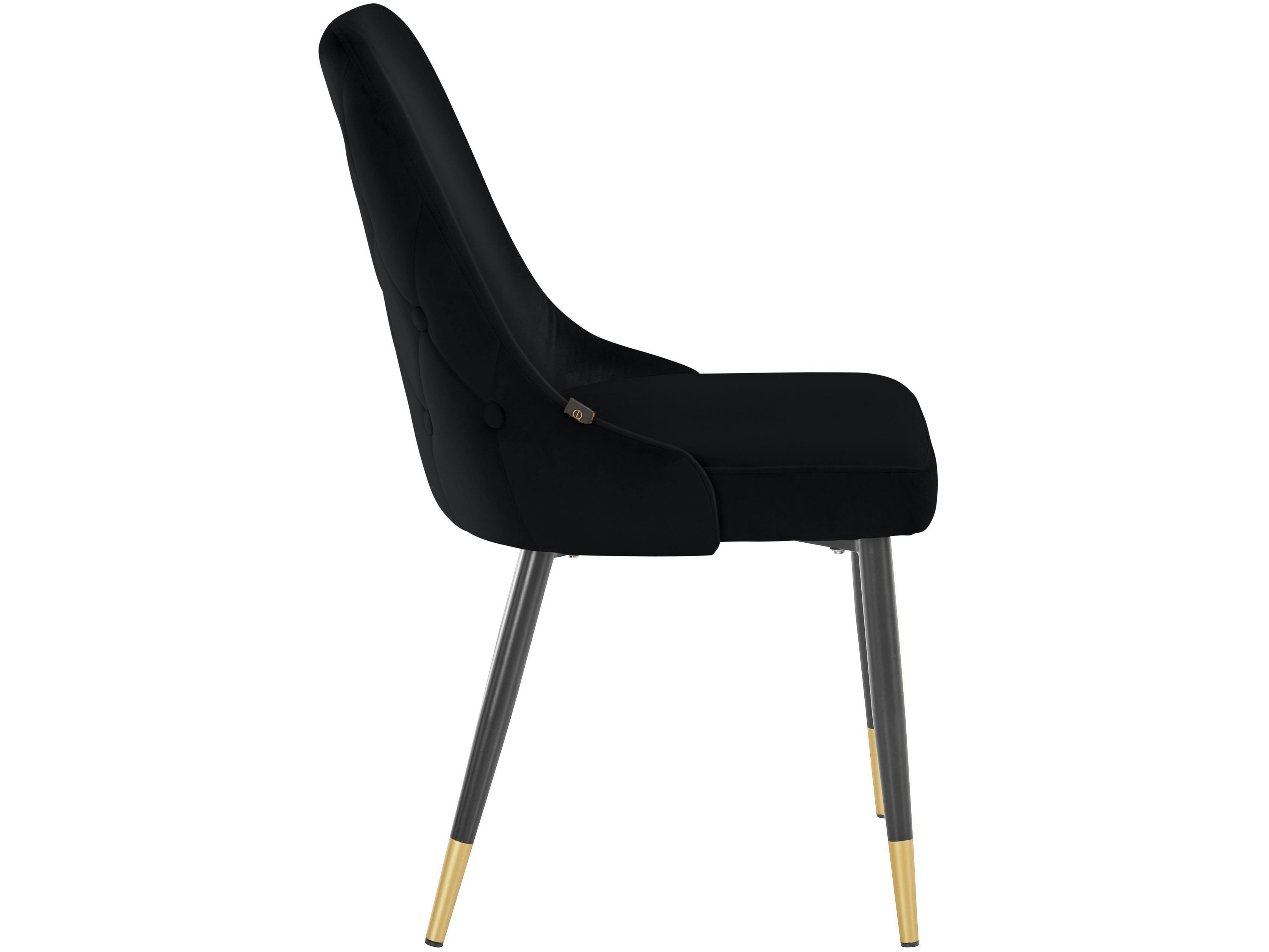 IRIS - Lot de 2 chaises de salle à manger rembourrées en velours noir