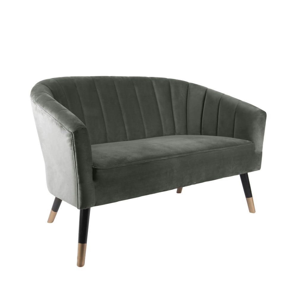 ROYAL - Canapé 2 places en velours vert kaki