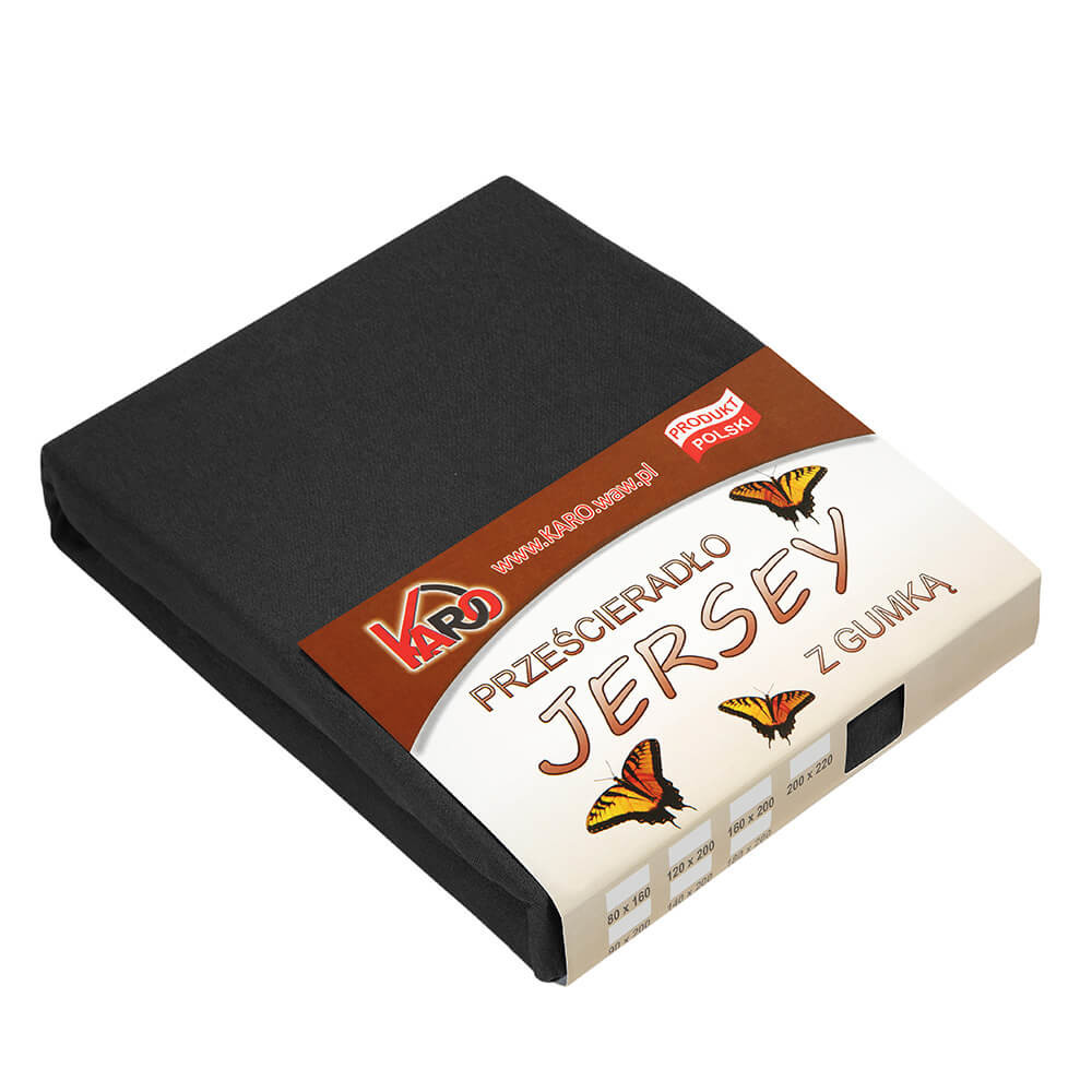 Prześcieradło jersey z gumką 200x220 czarne 044 KARO