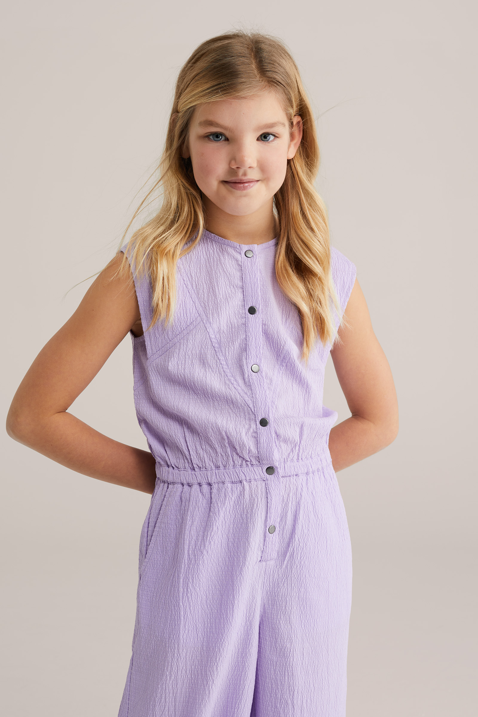 Meisjes jumpsuit met structuur