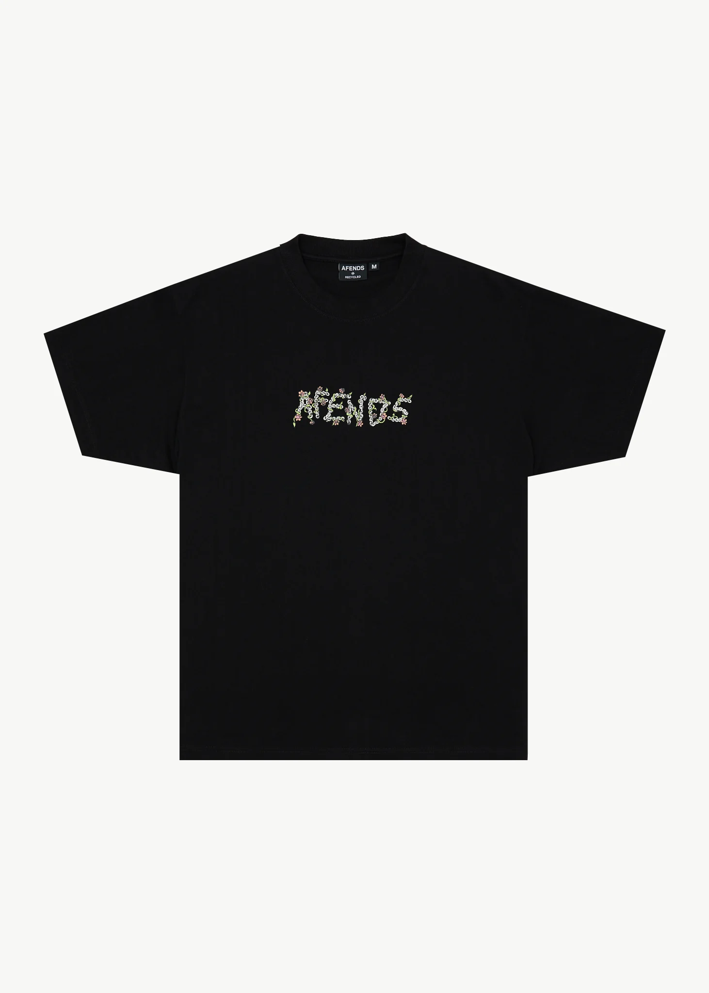 AFENDS Mens Daisy Chain - Boxy Tee - Black