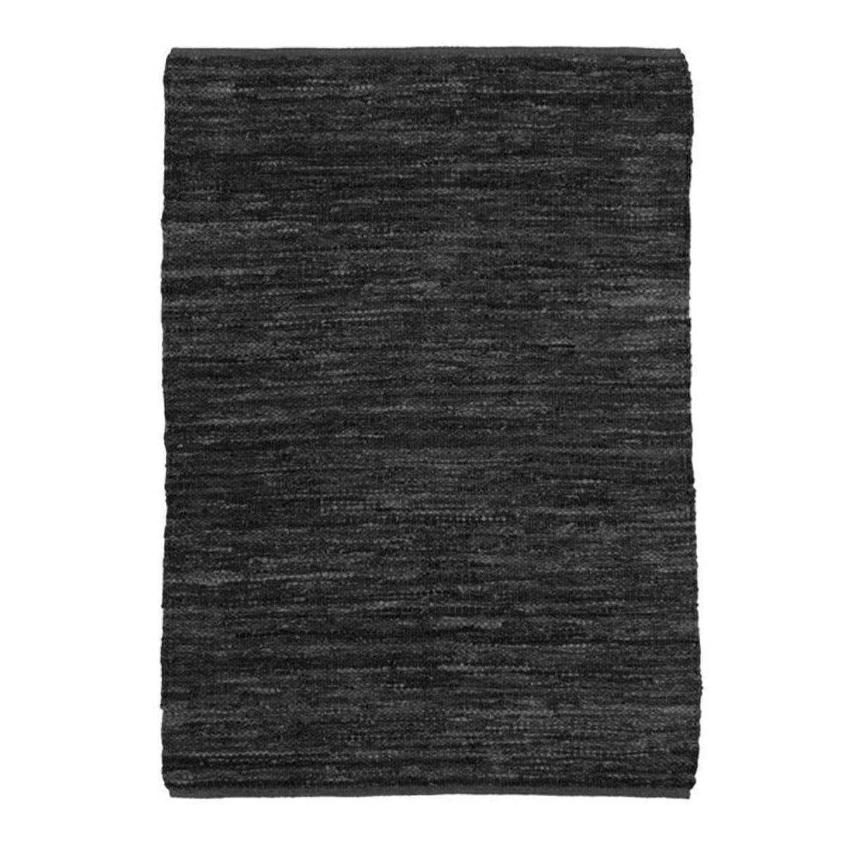 SKIN - Tapis en cuir tressé noir 160x230