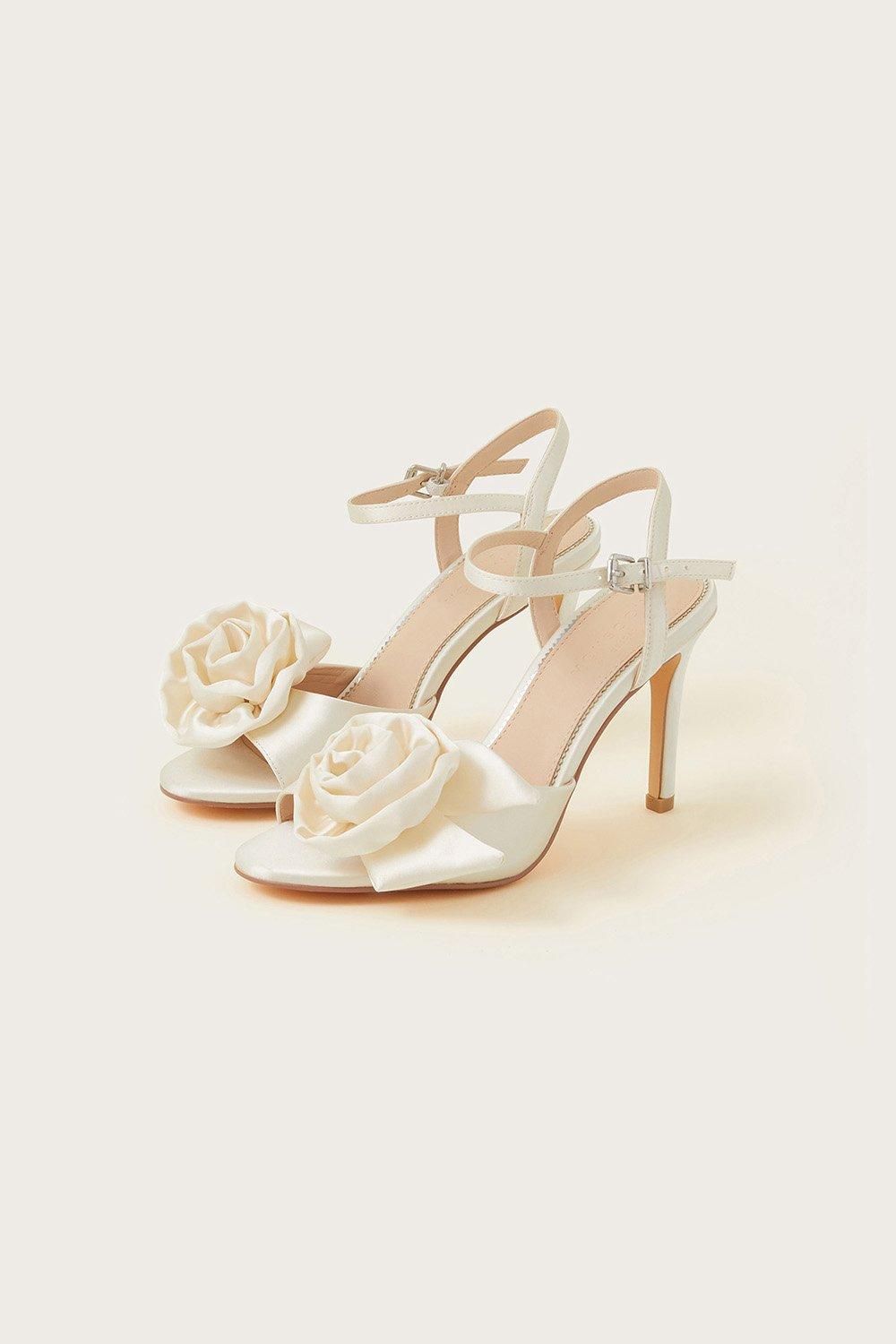 Monsoon Satin Corsage Stilettos Ivory