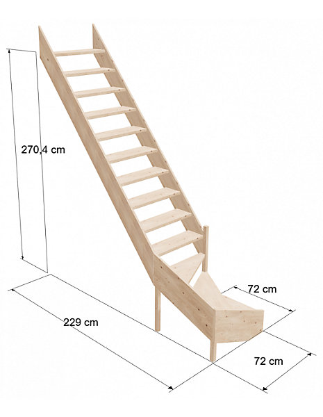 Escalier de Meunier en Kit AZET en SapinQuart tournant compact