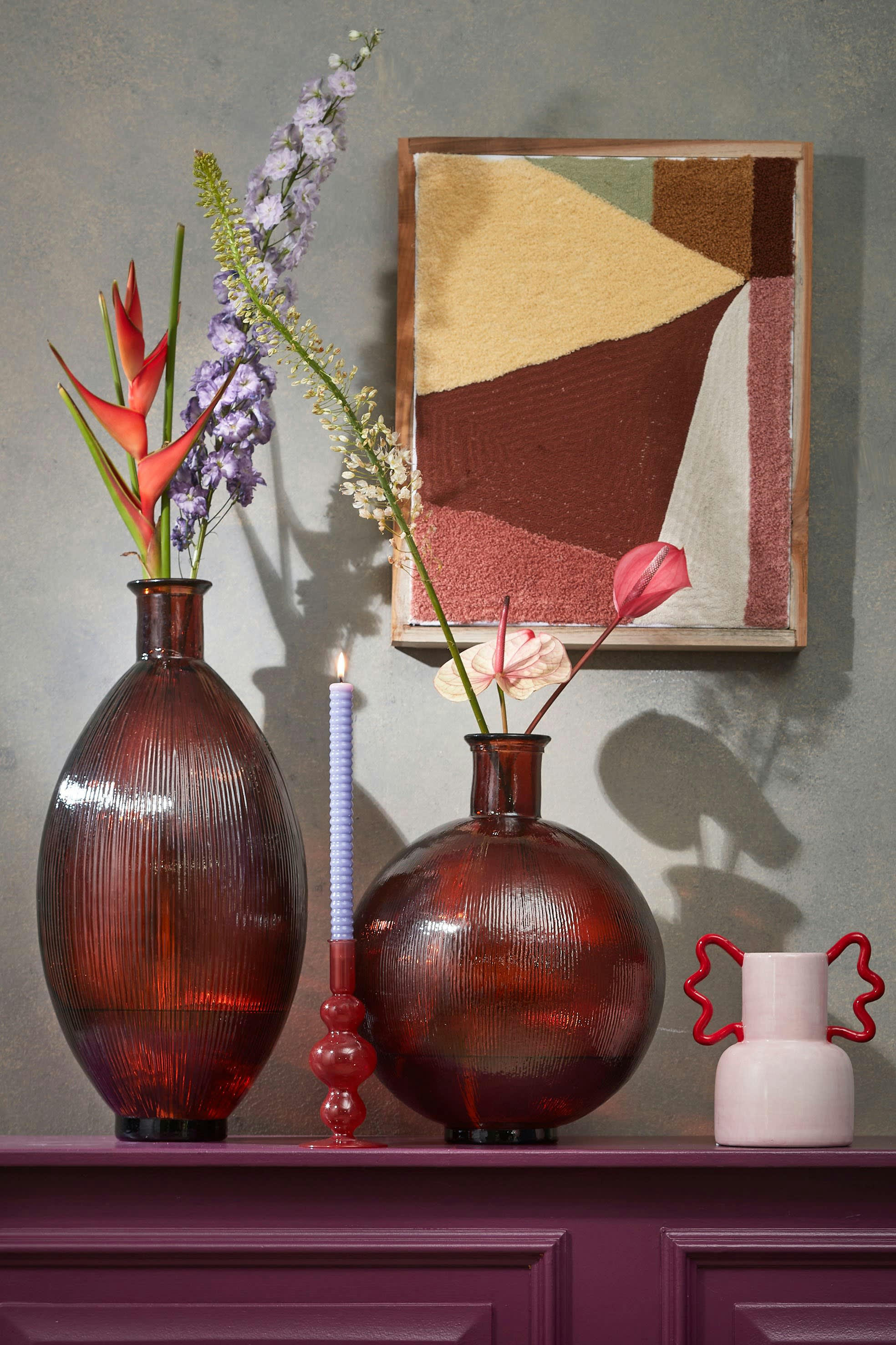 - Décoration murale en coton et bois marron foncé 59x45