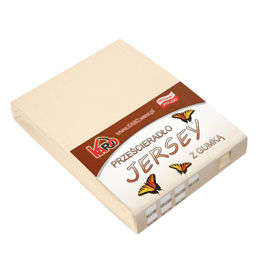 Prześcieradło jersey z gumką 200x220 beżowe jasne 008 KARO