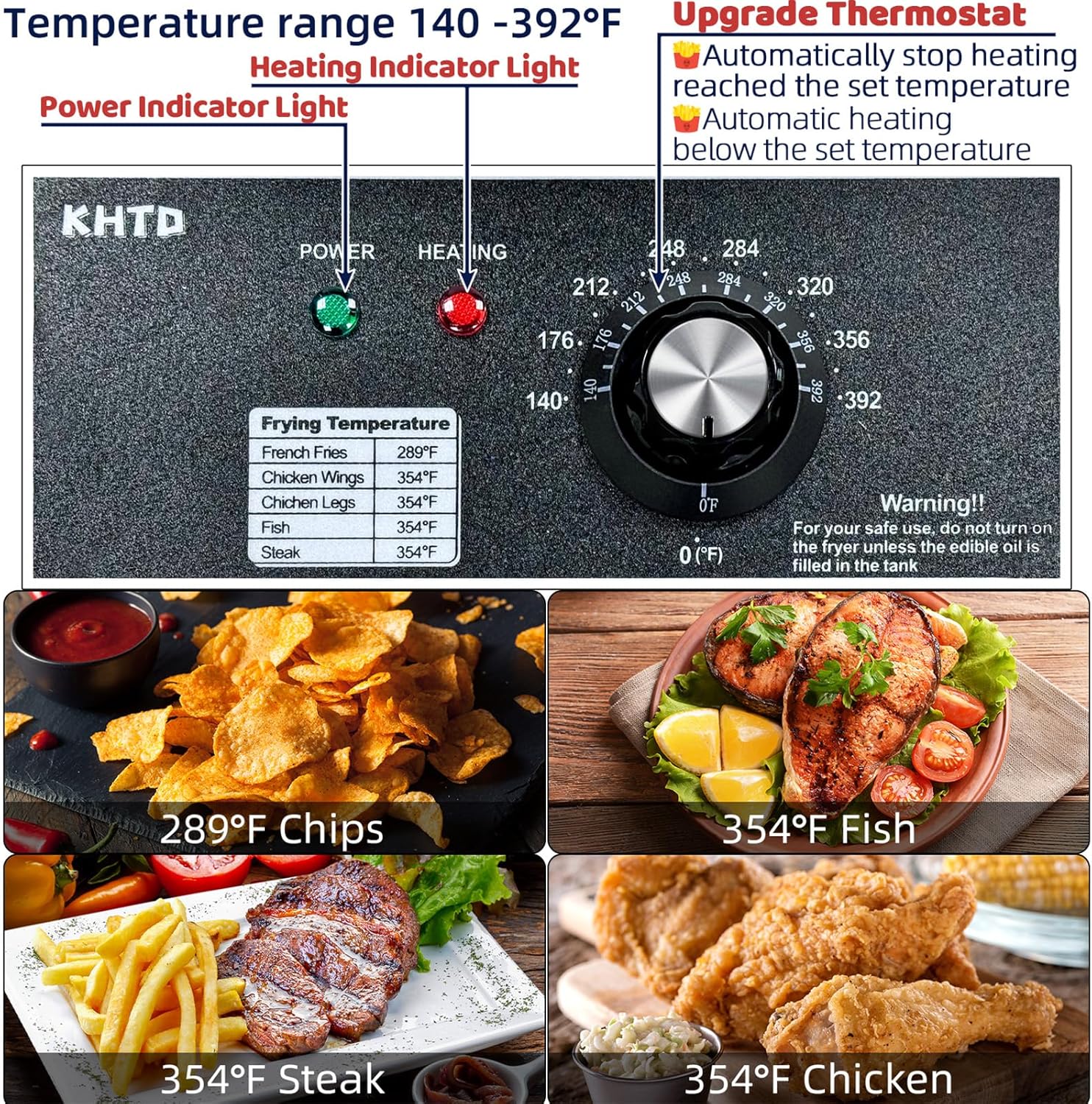 Commercial Deep Fryer with Basket - Large Capacity Stainless Steel Electric Oil Fryer for Restaurant or Home Use,3400W 12.7QT