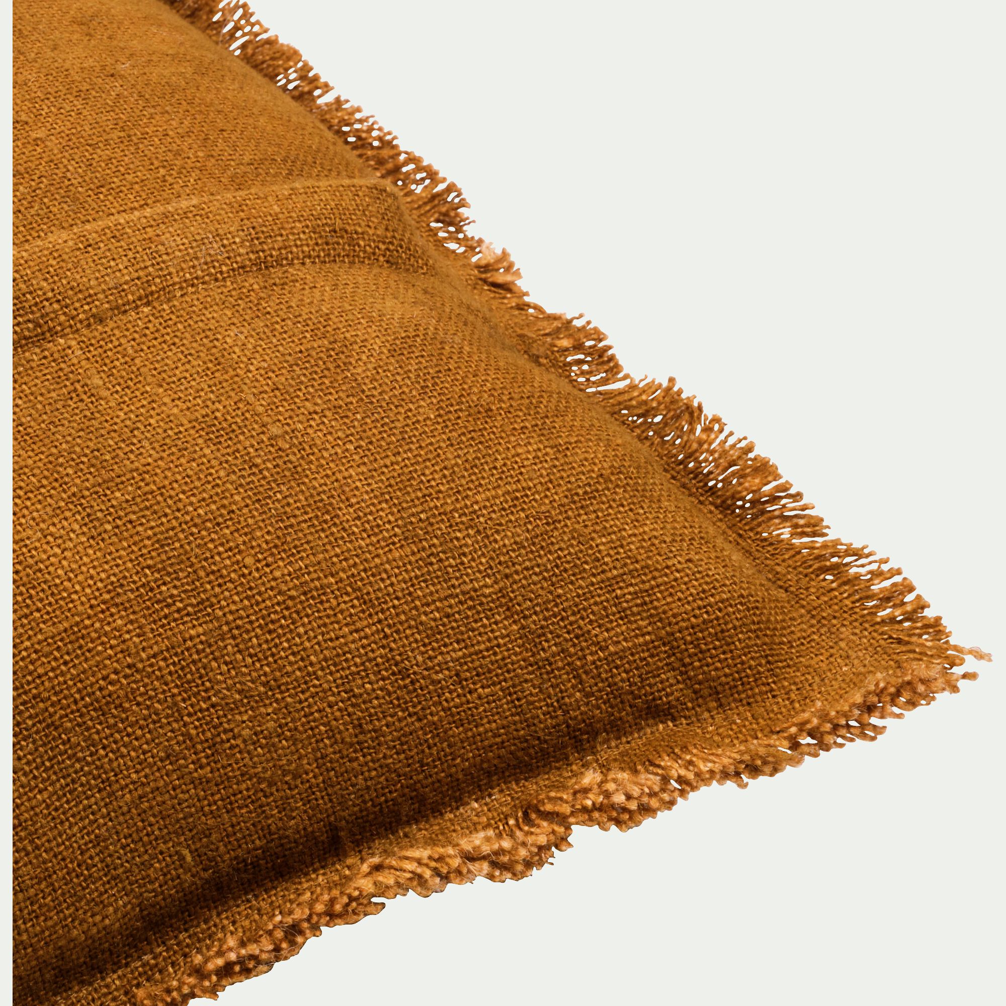 TANTA - Coussin frangé en lin 45x45cm - brun alep