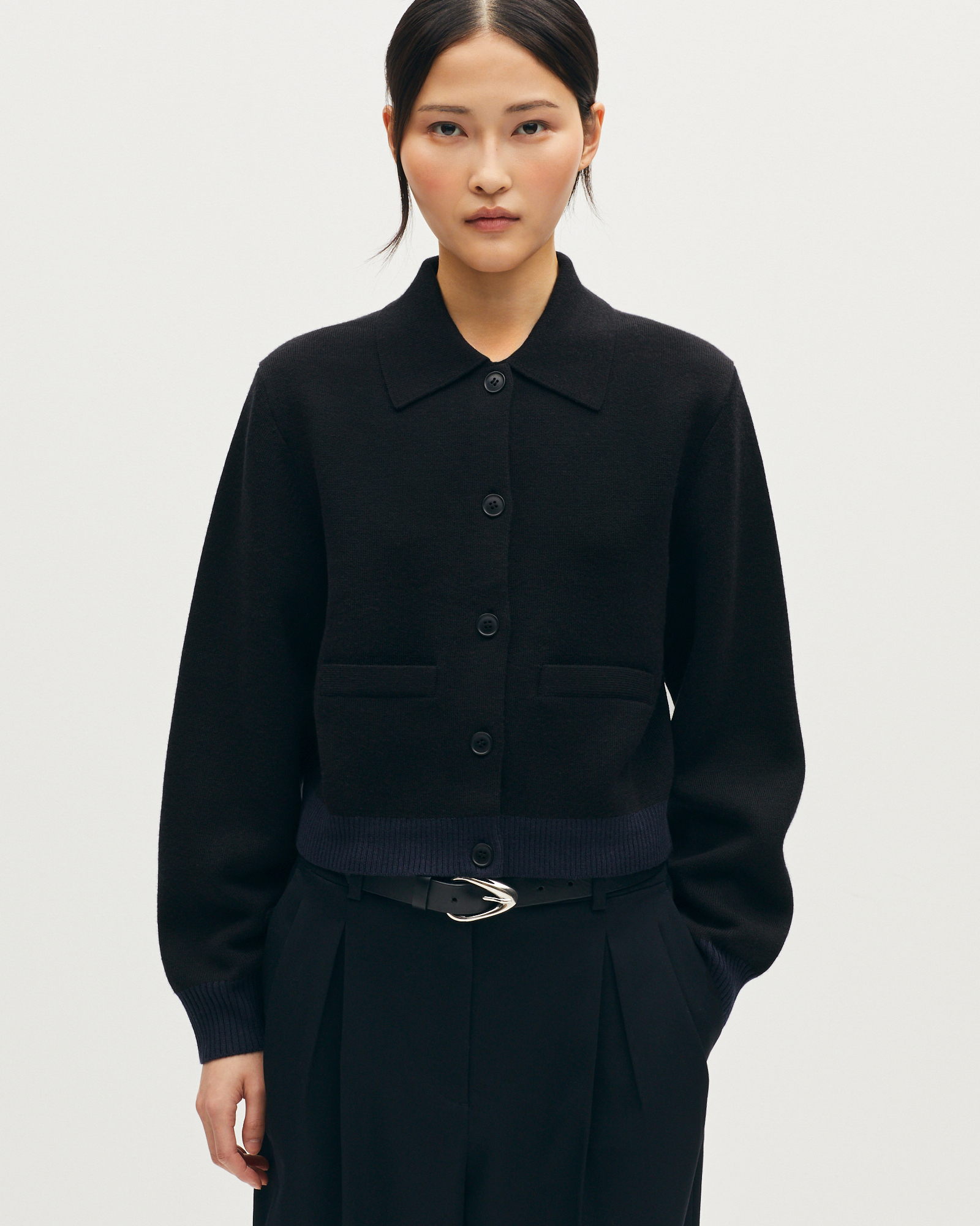 Cardigan bicolore en laine