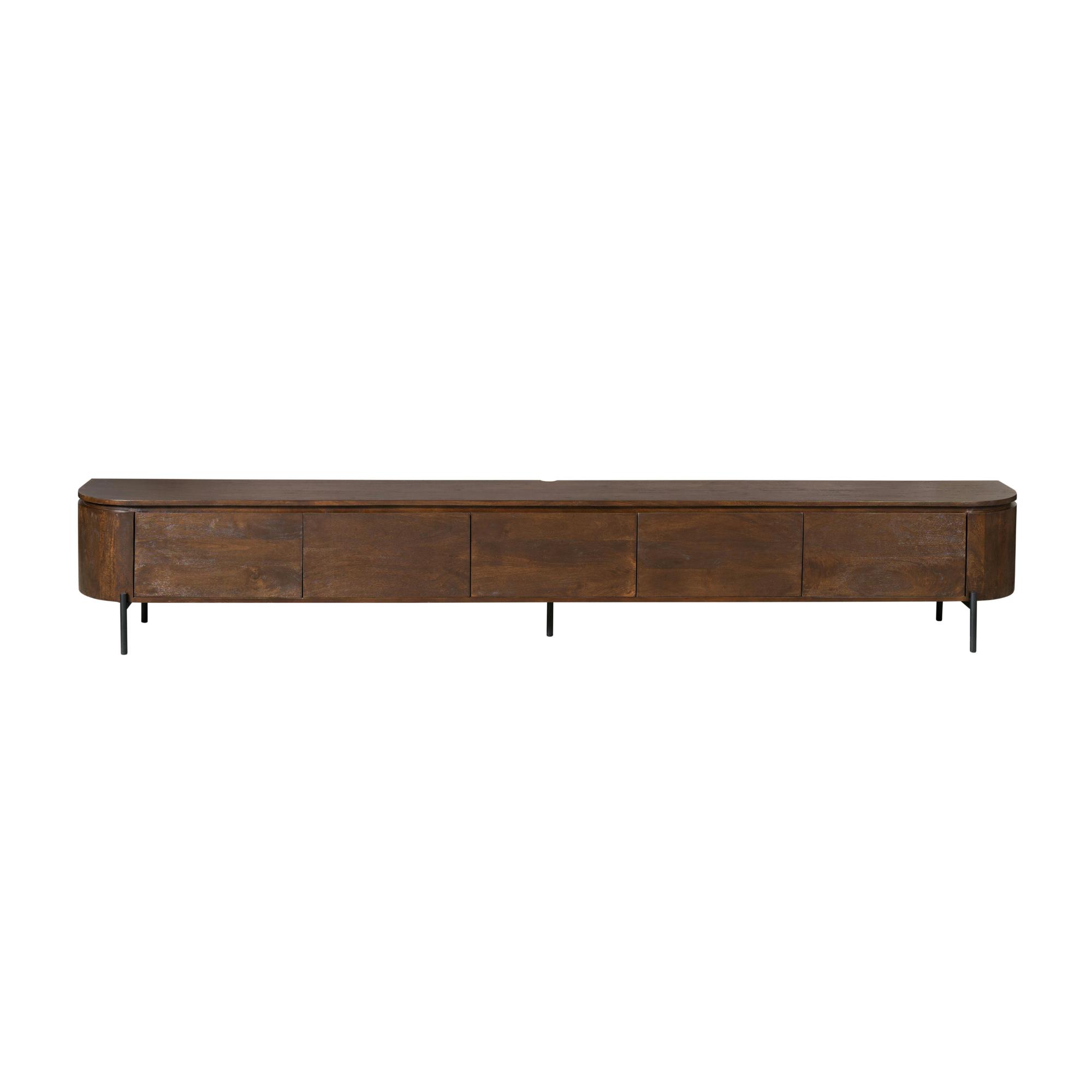 Long meuble TV suspendu bois foncé 280 cm AREZZO