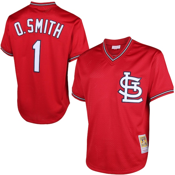 Ozzie Smith St. Louis Cardinals Cooperstown Mesh Batting Practice Jersey - Red/Navy