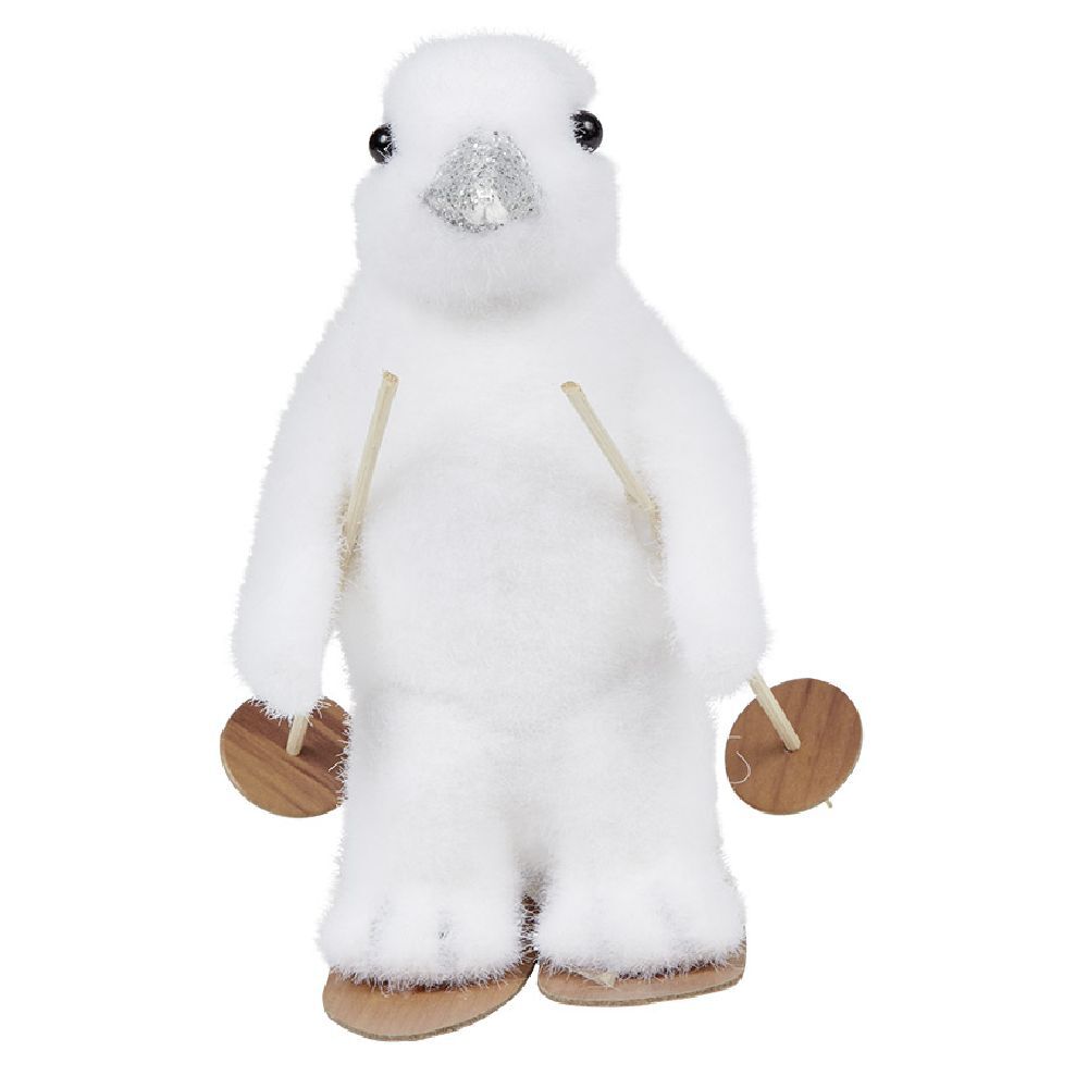 Pingouin de No&euml;l en ski blanc H15cm
