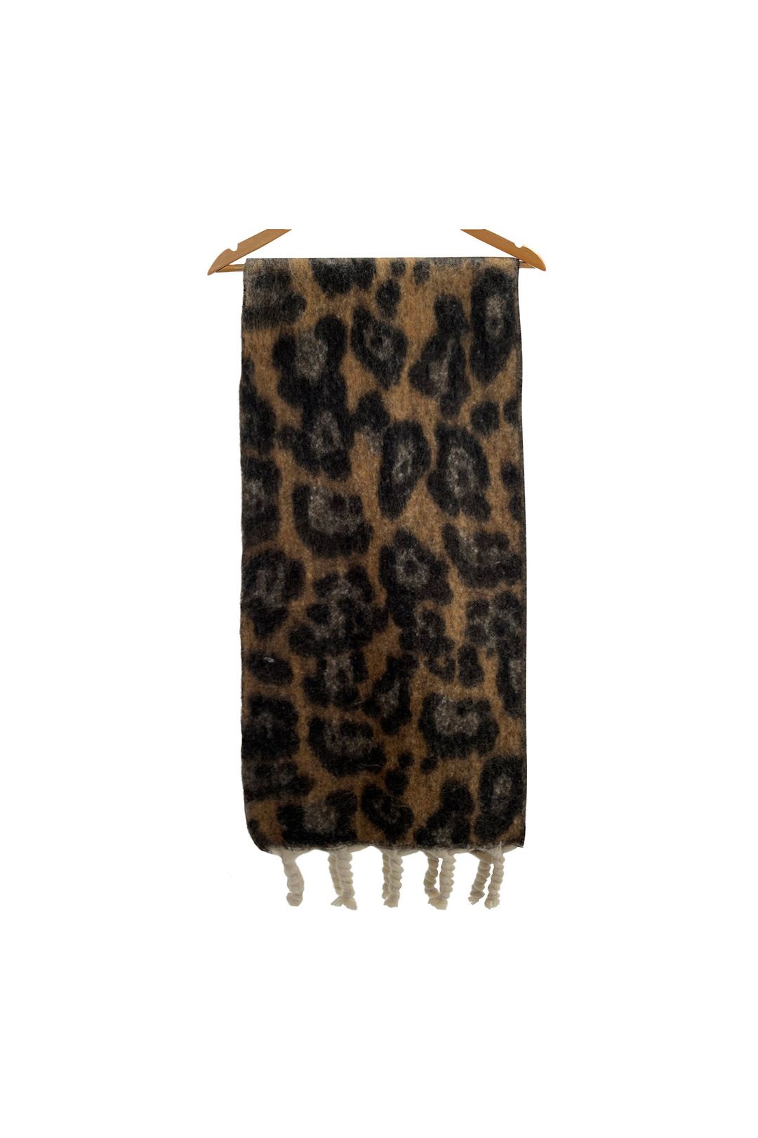 Vellin Leopard Pattern Soft Touch Scarf with Twisted Fringe