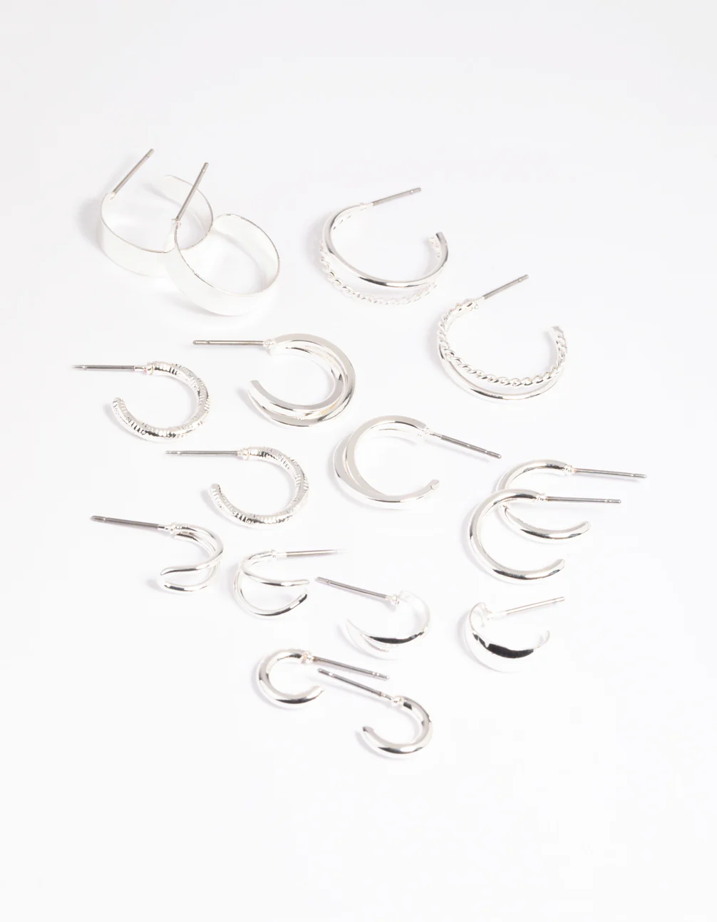 Silver Simple Hoop Earring 8-Pack