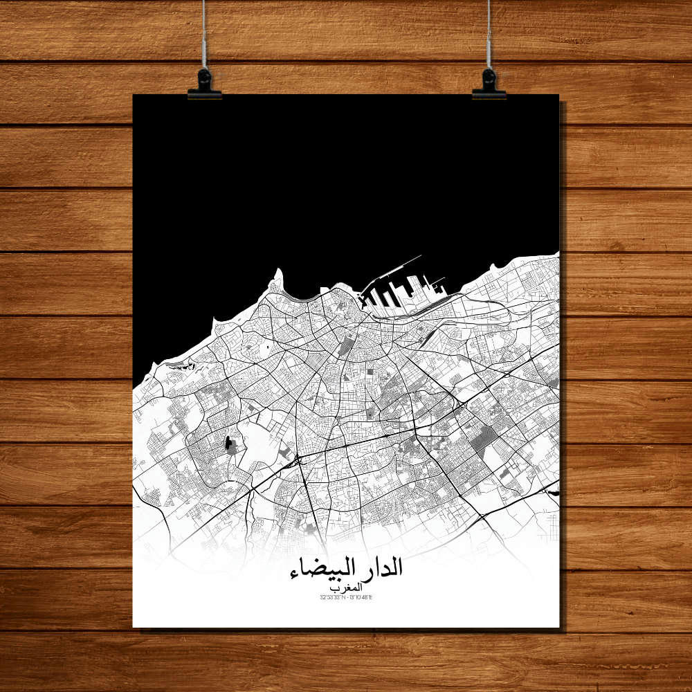 CASABLANCA - Affiche Casablanca Carte N&B 40x50