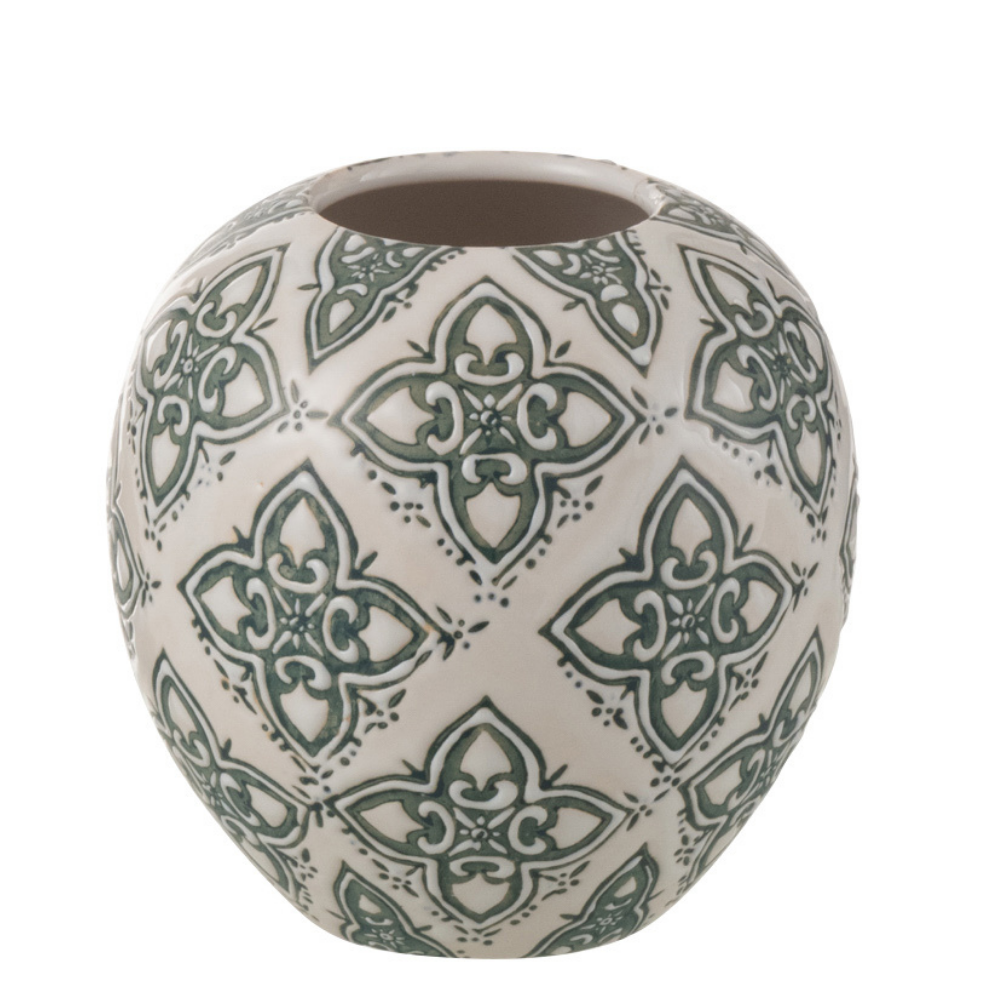 J-Line vaas Kousa Bal - porselein - blauw/wit - Ø 11 cm