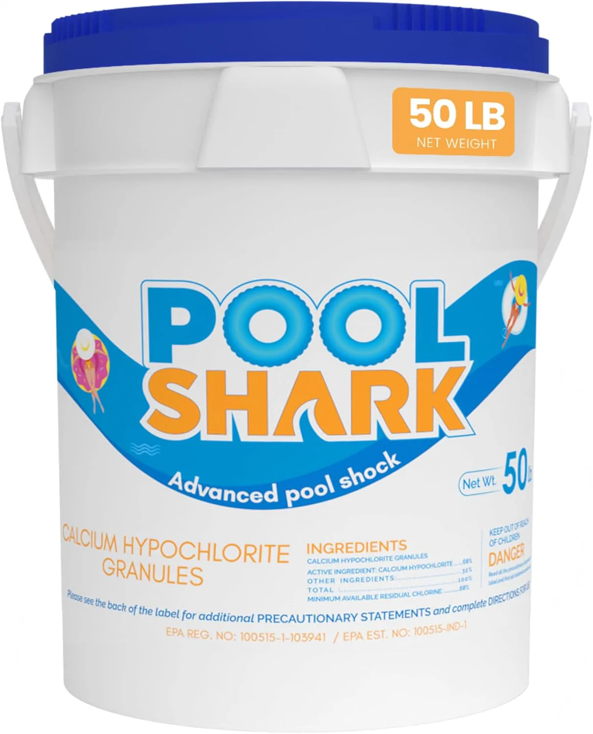 68% Calcium Hypochlorite Pool Shock for Swimming Pools - Chlorine Granules Swimming Pool Shock 50 lbs Bucket - Pool Chlorine for Inground and Above Ground Pool Treatment, Saltwater (50lbs)(50 Pound/Bucket)