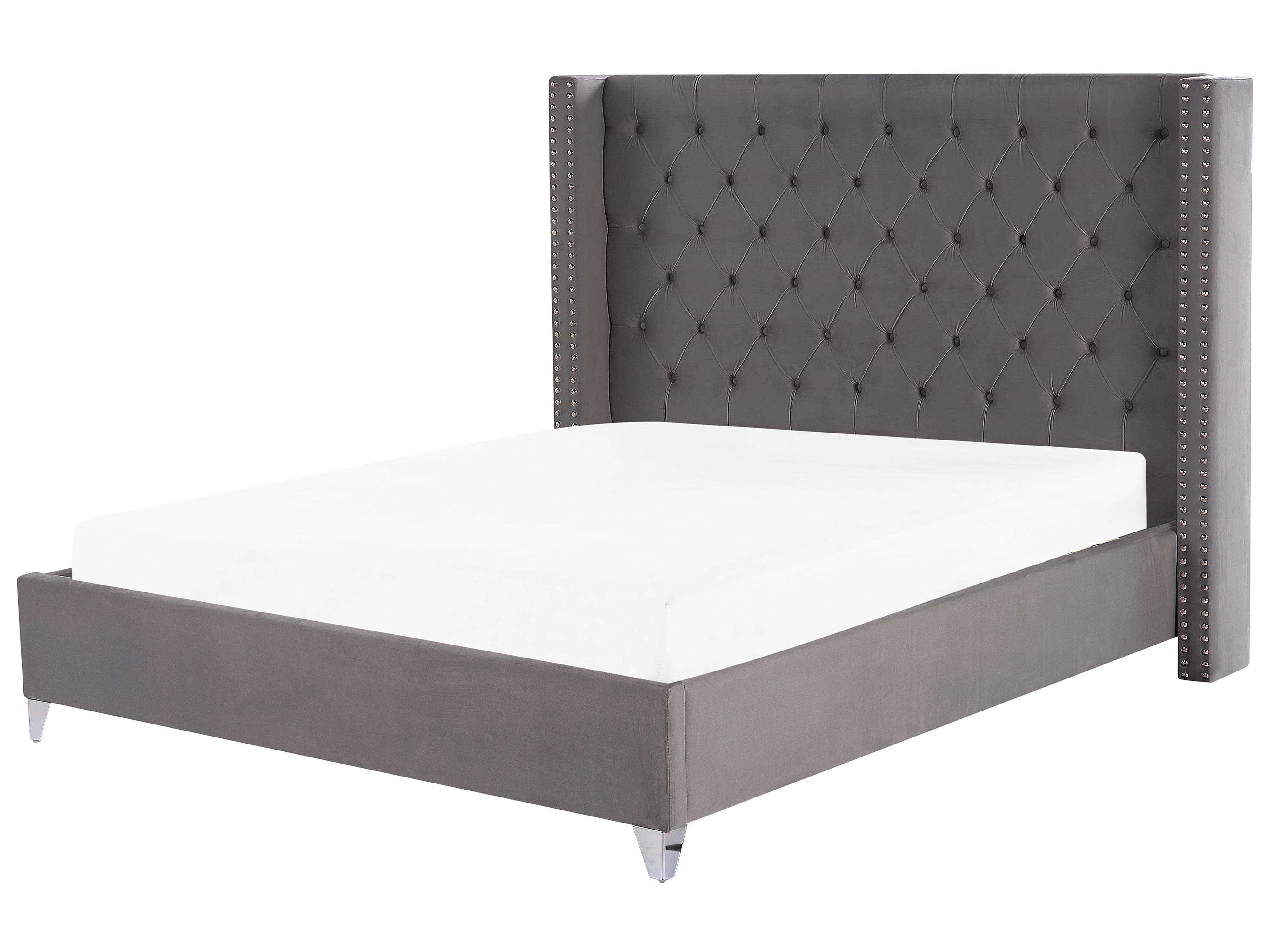 Bed Velvet LUBBON 180 x 200 cm (EU Super King) Grey