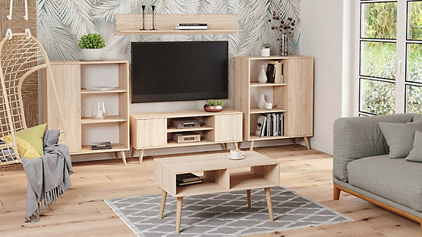 Meuble TV style scandinave FLINT TV - Chêne claire