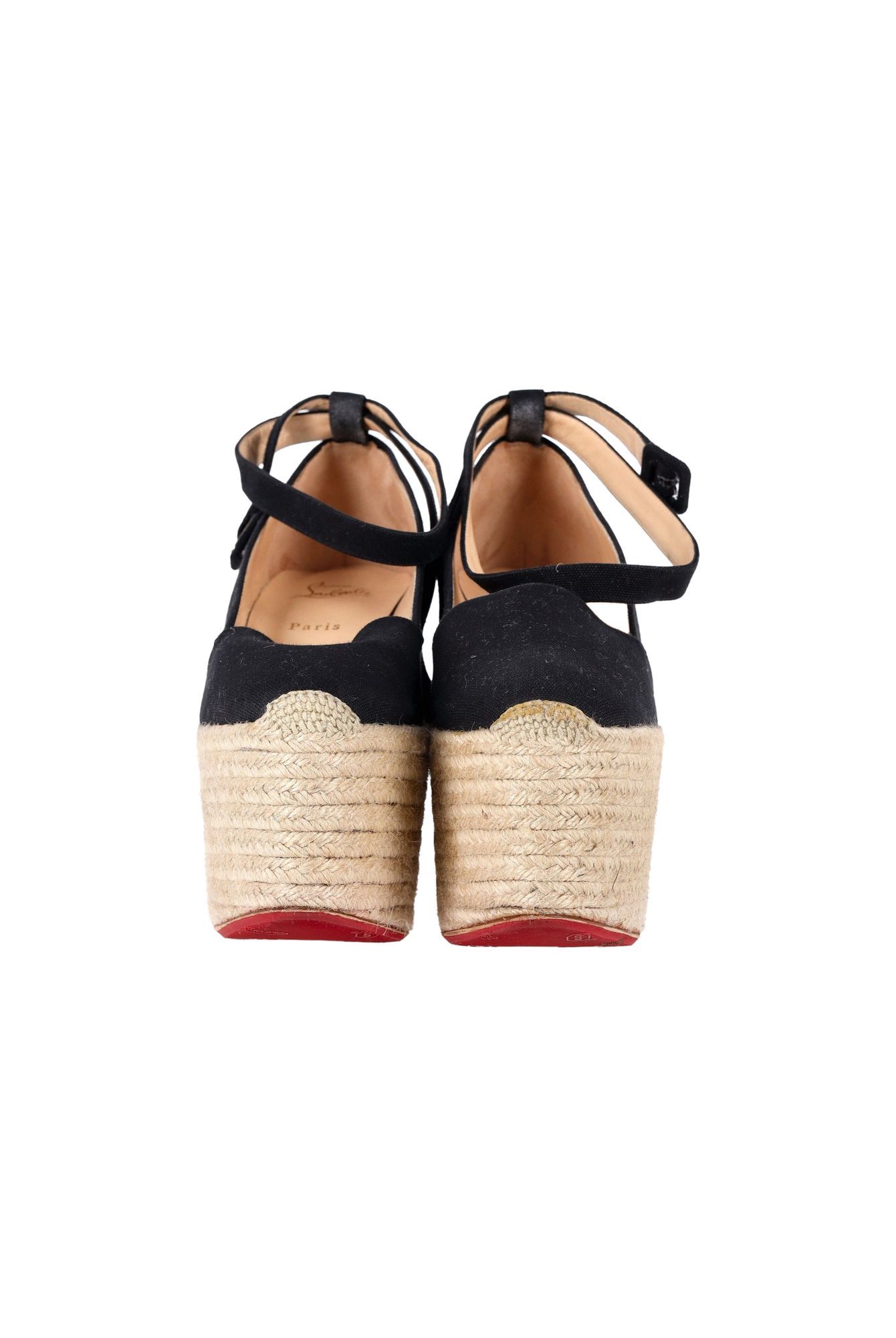 Christian Louboutin Preloved Dehia Espadrille Platform Wedge Black Canvas