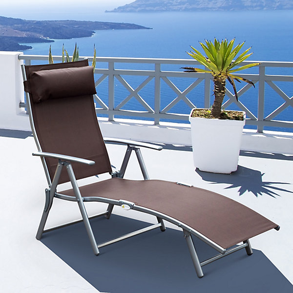 Bain de soleil Outsunny L. 137 cm H. 101 cm en metal marron non empilable pliable