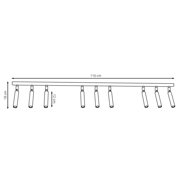 Spot listwa biały IVI 9xG9x8W wym:18x116x4cm IP20 Emibig