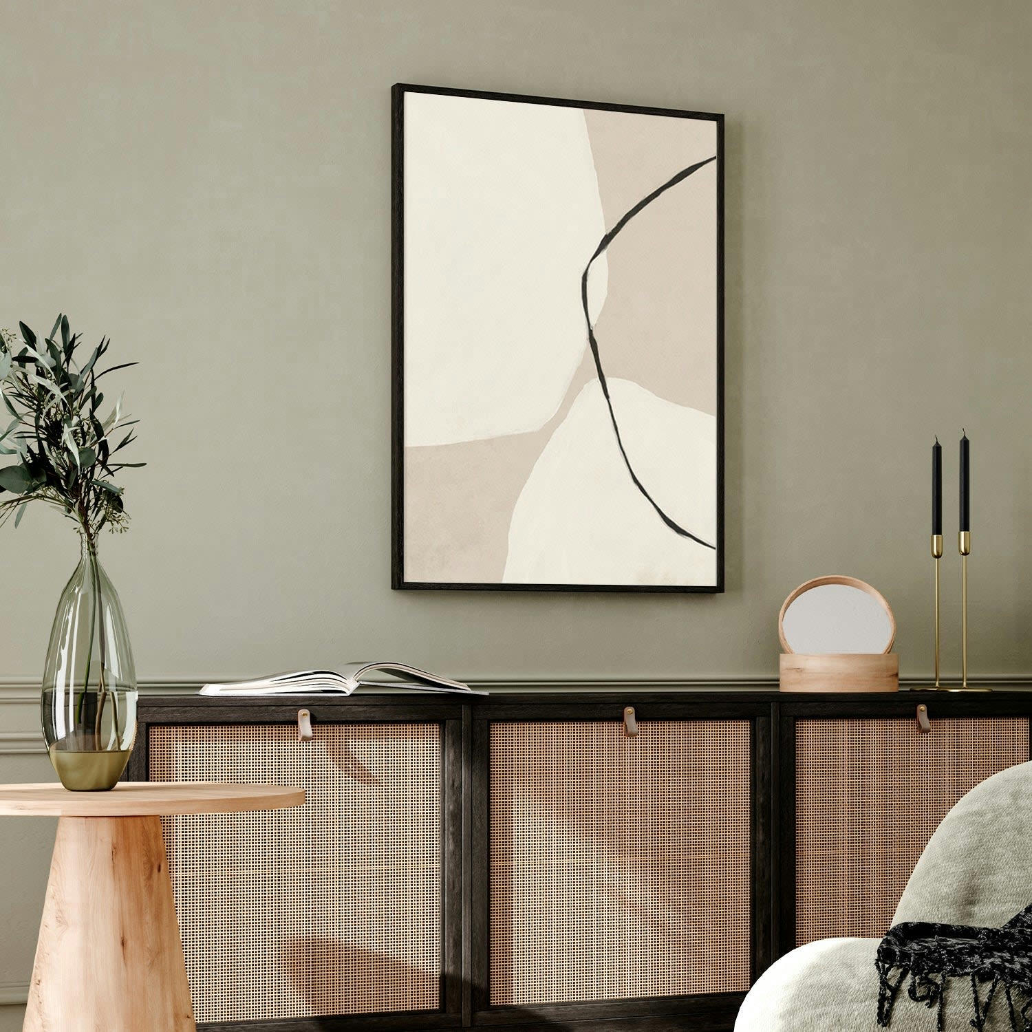 MINIMALISMO - Affiche avec cadre noir -  géométrie abstraite - 30x40