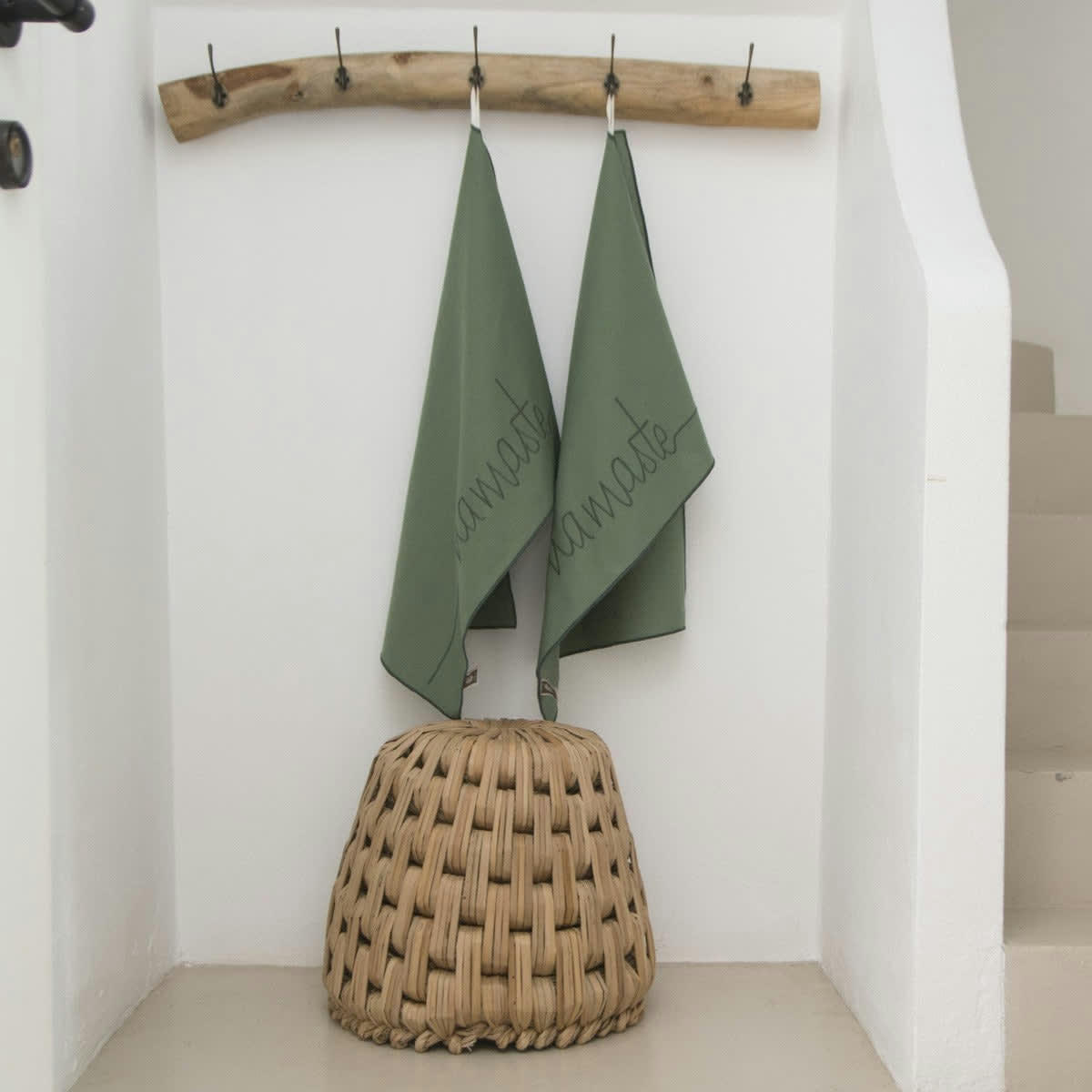 NAMASTE - Torchons (x2) coton  50x75 vert lichen