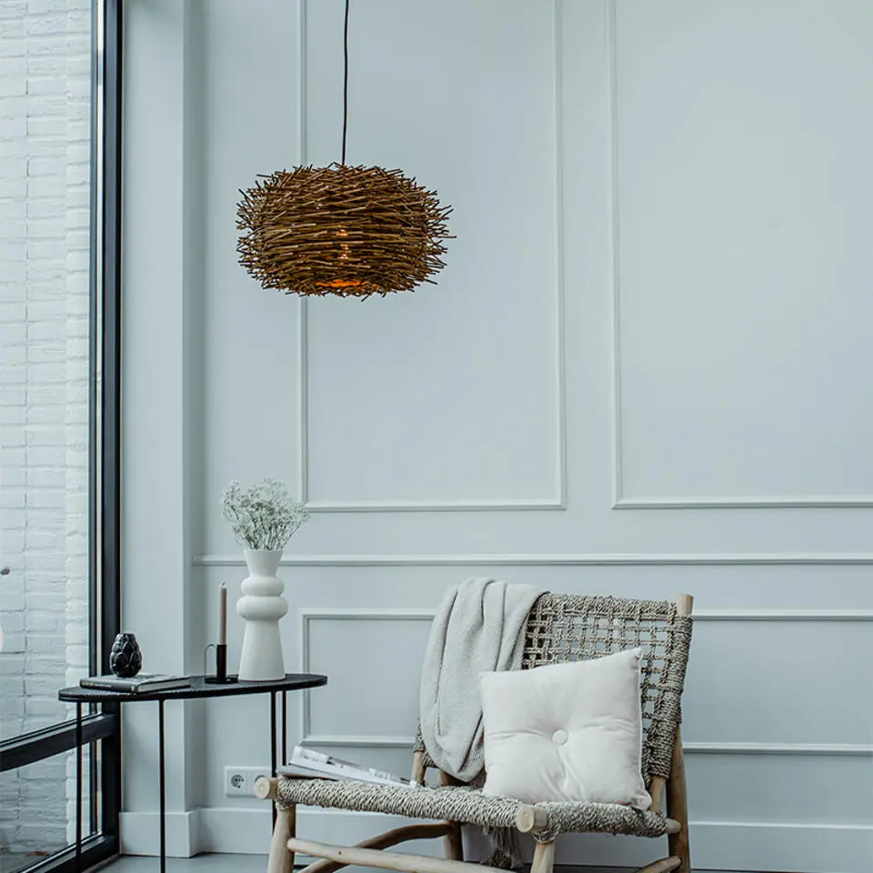 Qazqa hanglamp hatch hl bruin e27