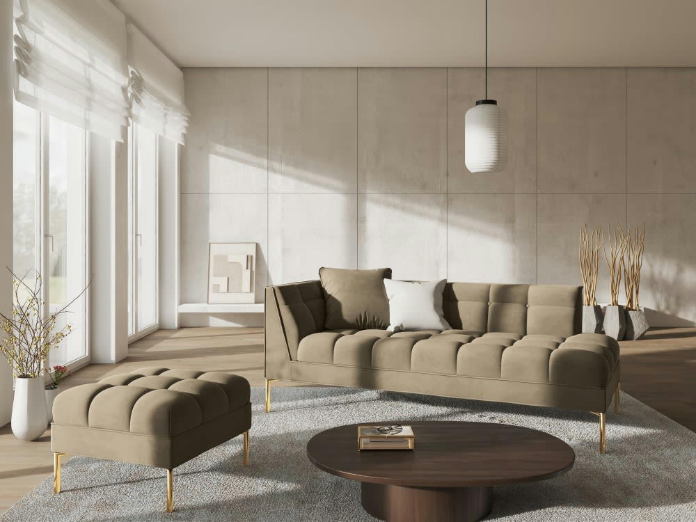 KAROO - Méridienne droite velours cappuccino