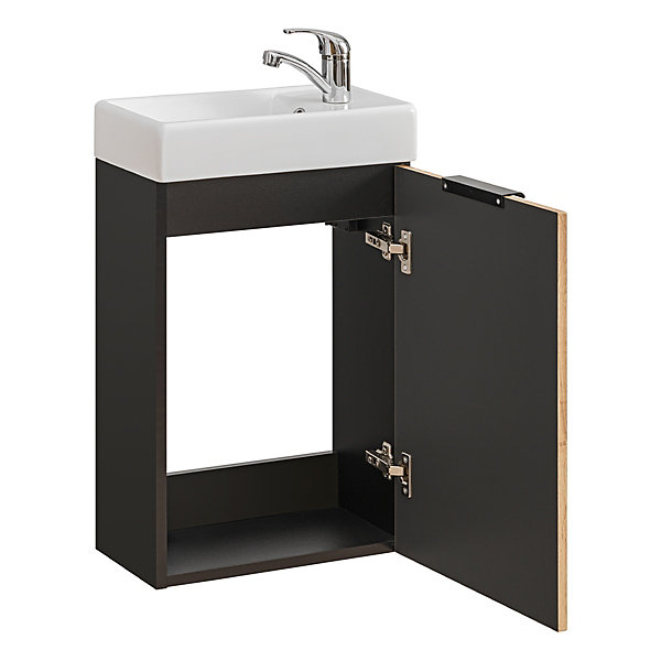Meuble lave-mains 40cm 1 porte Gaia Bois et Noir