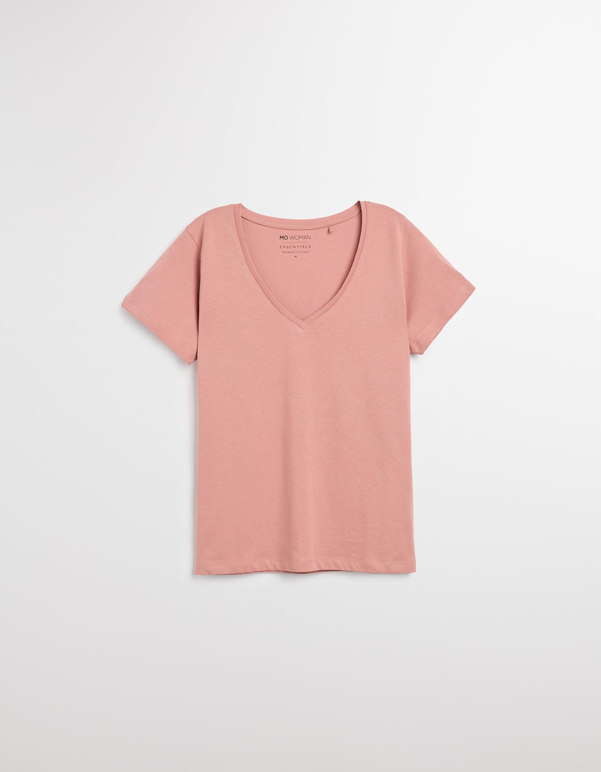 T-shirt Decote em V, Mulher, Rosa