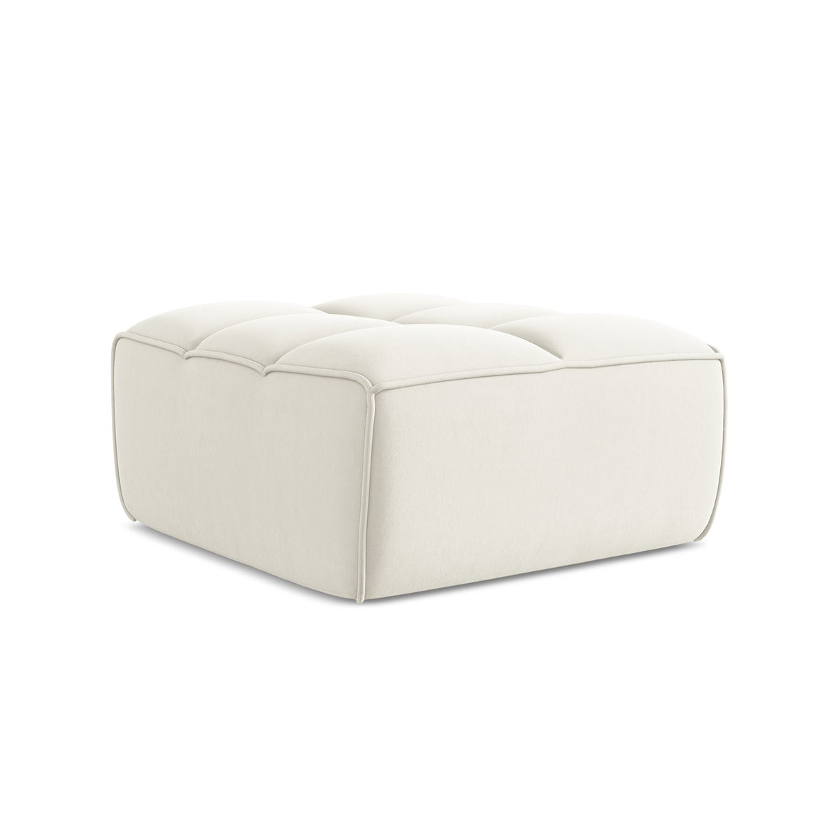 LaMiaSofa Poef Belluno - velours - lichtbeige - 80x93x43