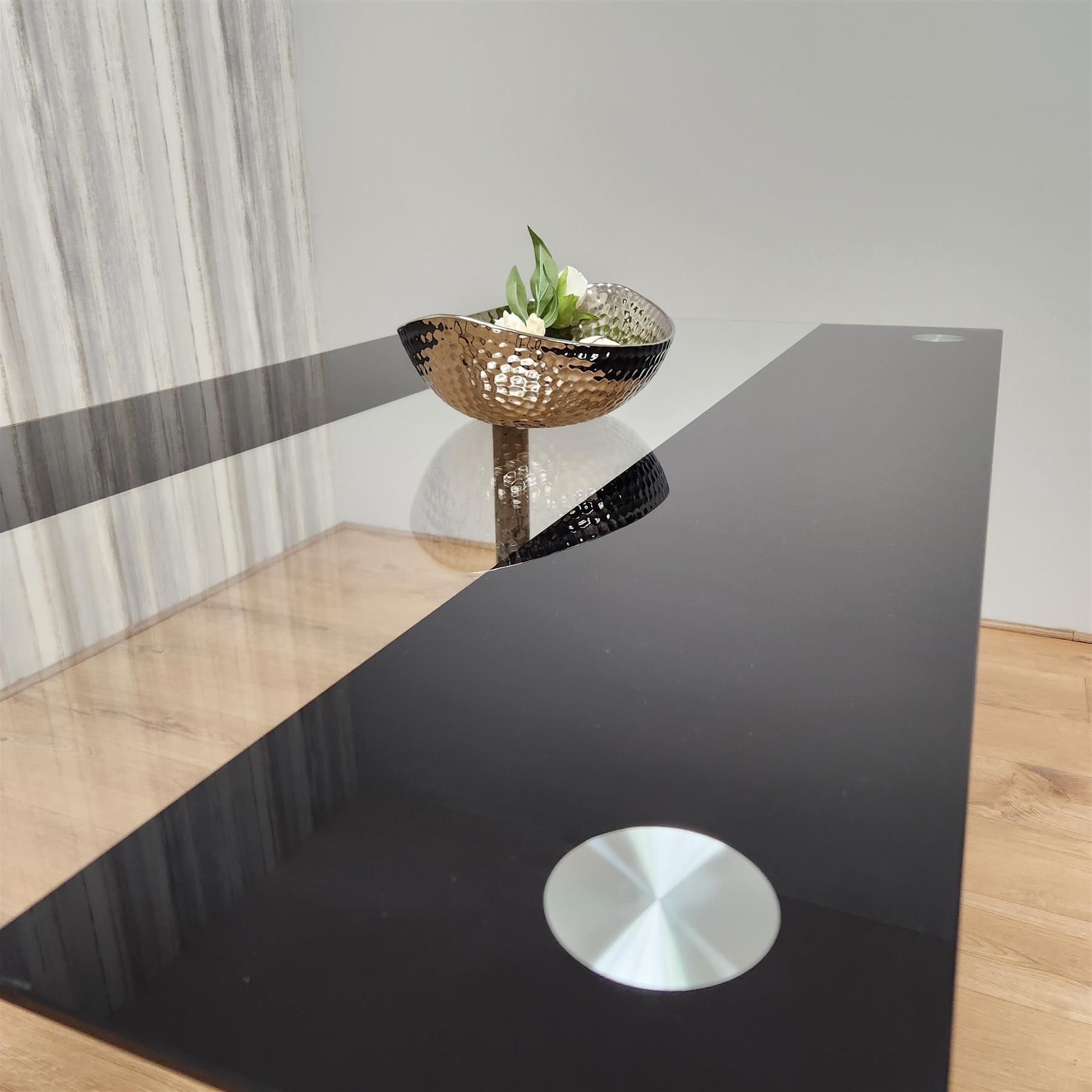 KOSY KOALA Dining Table Black Glass Kitchen Place for 4 Seats, Dining Table Only
