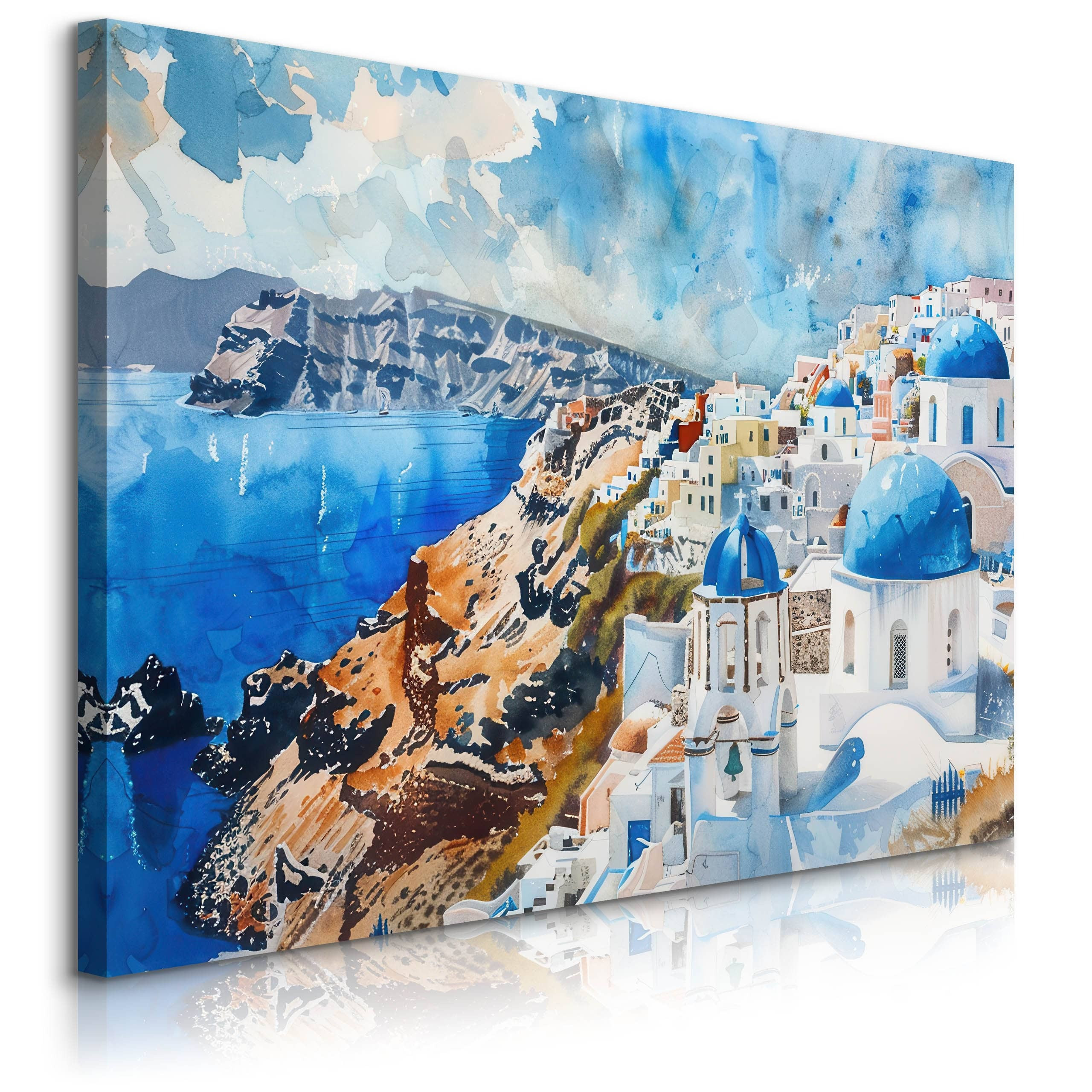 Obraz Akwarelowy Krajobraz Santorini 30x20cm
