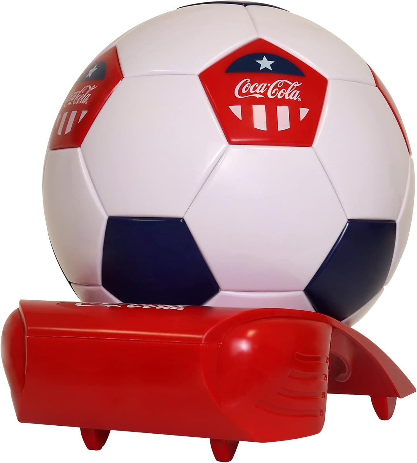 Coca-Cola Soccer Ball 5 Can Cooler, 12V DC/110V AC Cooler, for home, dorm, office, travel, camping, car, boat, truck, beverages, snacks, skincare, cosmetics, medication