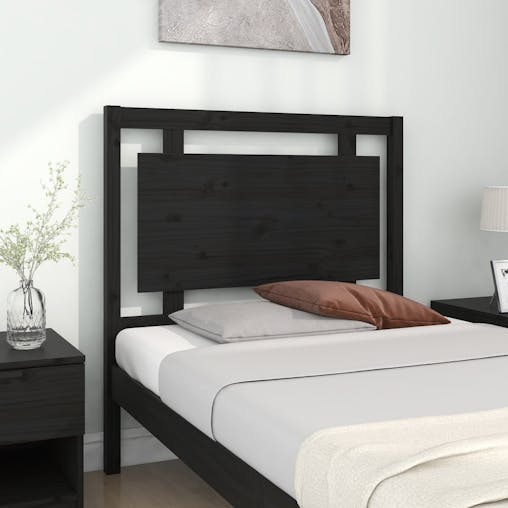 NNEVL Bed Headboard Black 95.5x4x100 cm Solid Wood Pine
