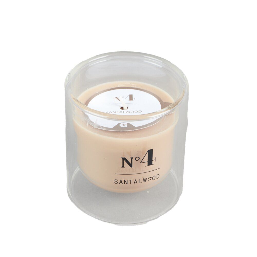 Bougie parfumée dans verre double paroi senteur bois de santal 25H