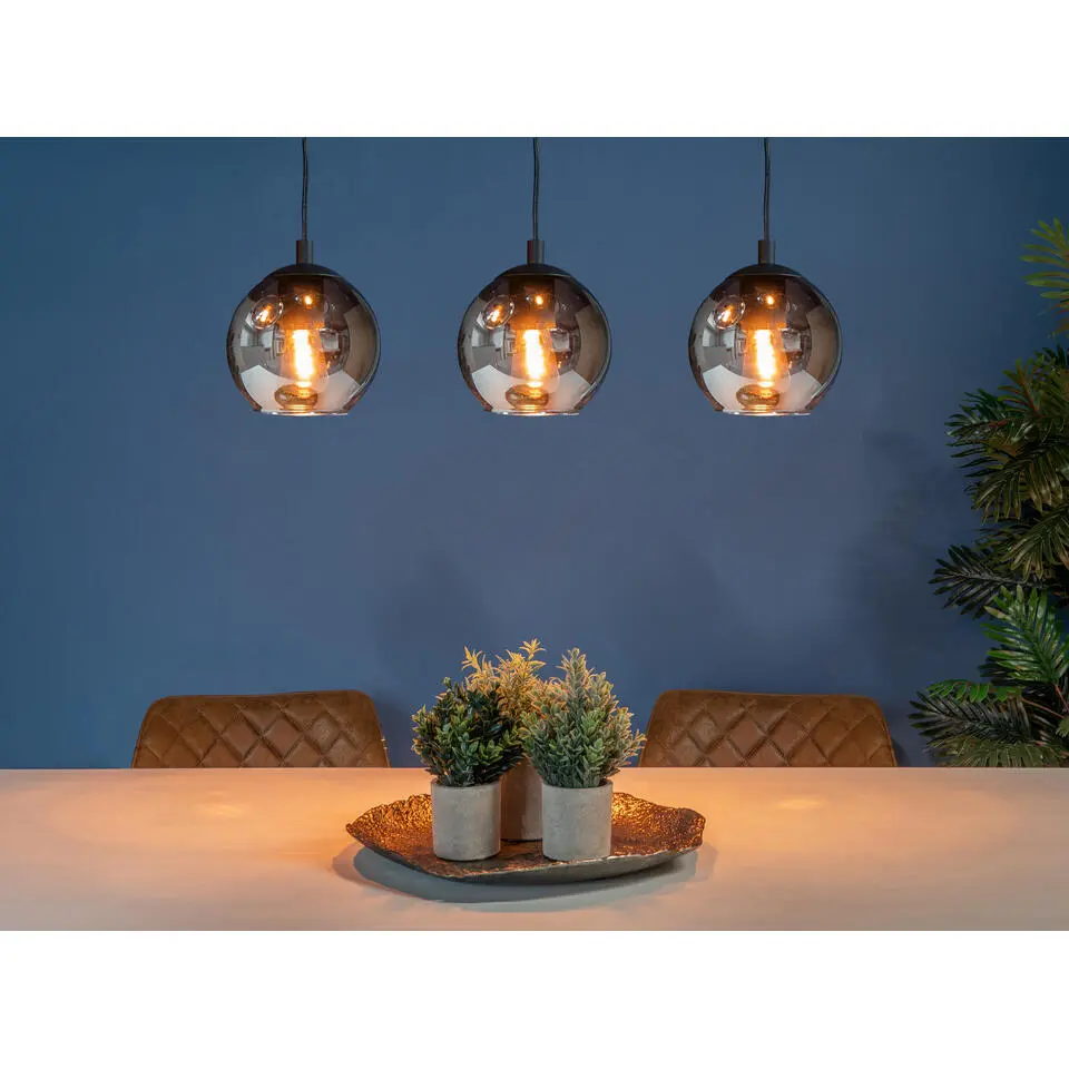 EGLO Ariscani Hanglamp - E27 - 76,5 cm - Zwart - Rookglas