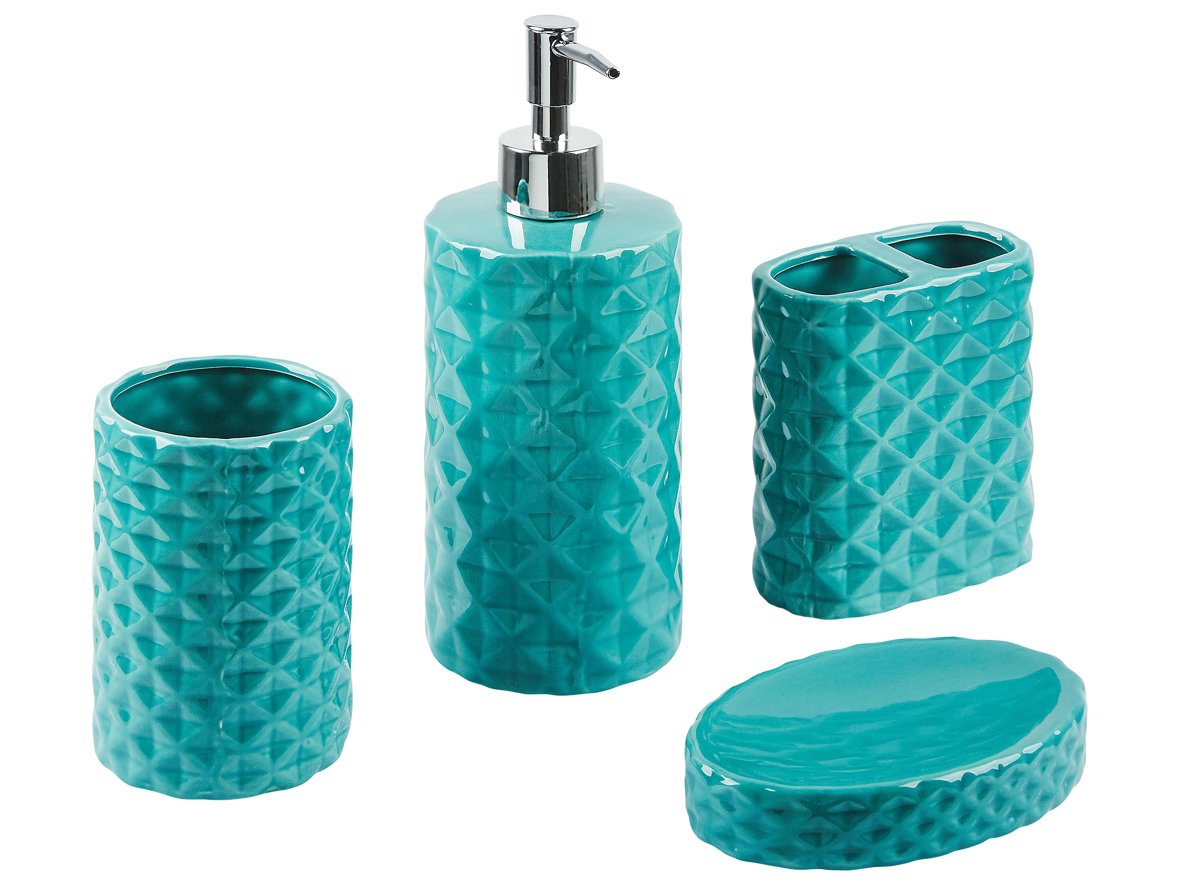 4-Piece Bathroom Accessories Set GUATIRE Ceramic Turquoise