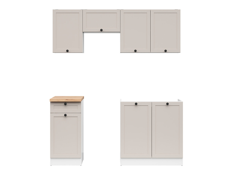 Komplet kuchenny Junona Line 170 cm biały/uni kaszmir z blatem