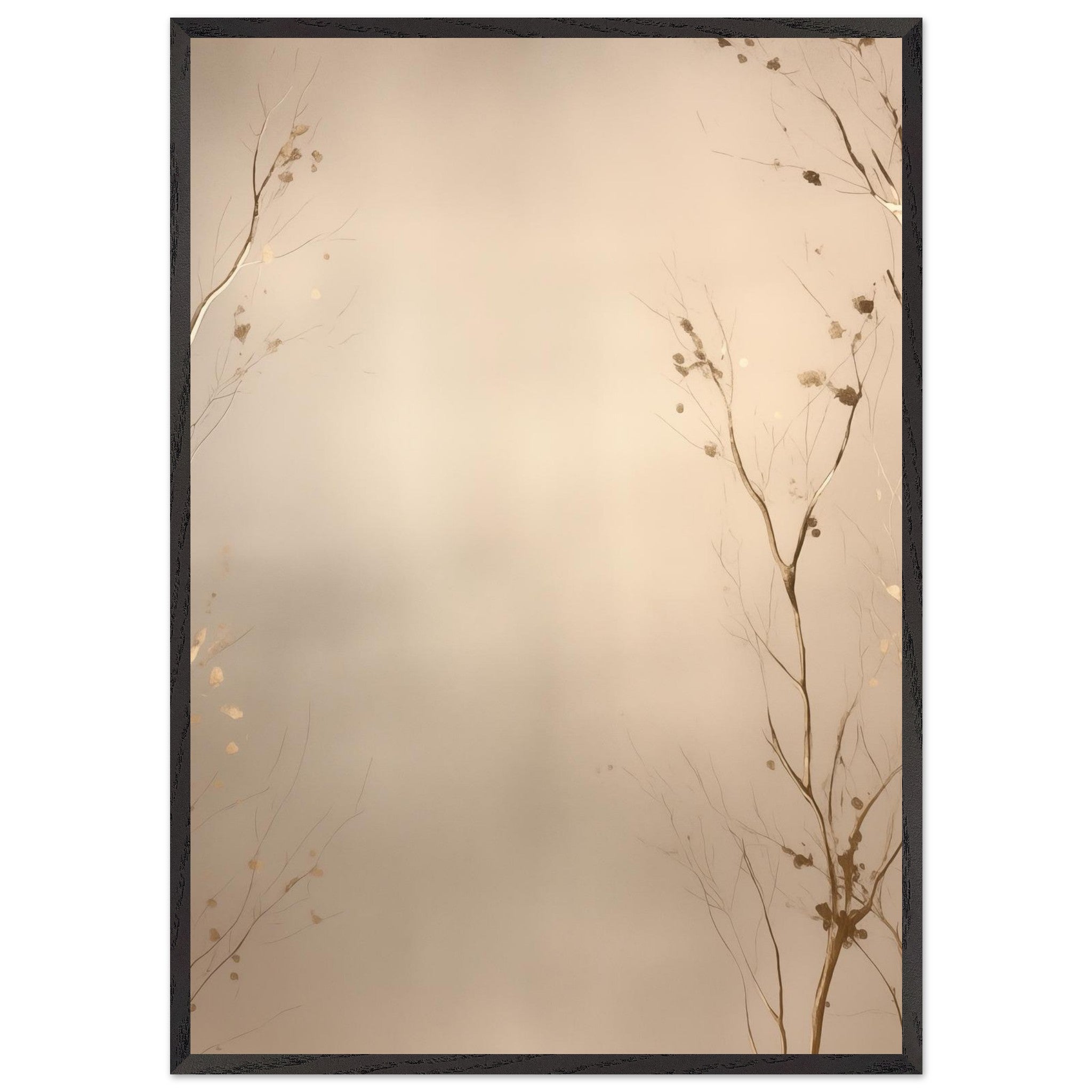 Artfulprints Poster met Lijst Abstract - Golden leafs  - 70x100 cm - Goud